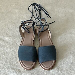 Blue M4D3 sandals with ankle tie size 8